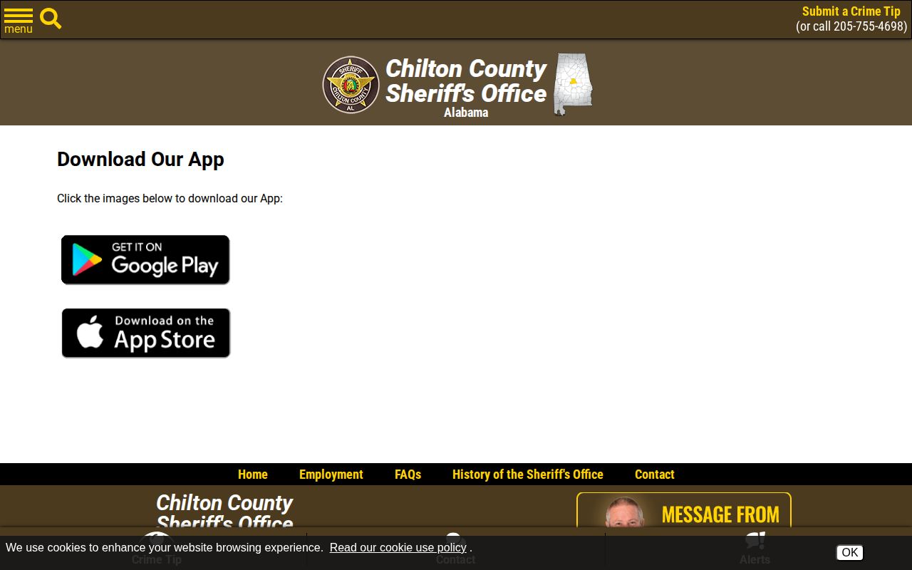 Chilton County Sheriff official mobile app information page